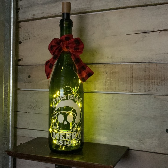 COPY - Hand Crafted- ‘This is as Merry as I Get’ wine bottle lantern - Picture 4 of 9